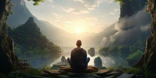 Un Cd per la Mindfulness 1 ai generative of a man practicing mindfulness and meditation in a peaceful natural environment sony a7s realistic image ultra hd high design very detailed free photo 2 jpg 1 . 600